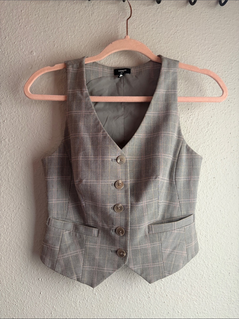 Classic Gray EXPRESS Plaid Vest Tank - Women's Tailored Waistcoat